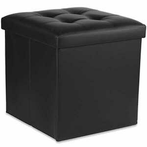 Fekete összecsukható taburet ZAREX L ökobőrből kép
