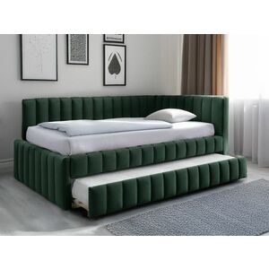 Kárpitozott ágy COMFINO VELVET pótággyal 120x200 cm sötétzöld kép