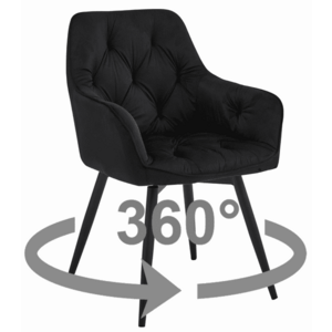 JORK360 VELVET fekete forgó étkezőszék kép