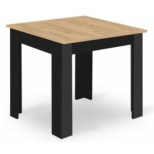 Étkezőasztal MADO fekete színű, tölgy dekor asztallappal 80x80cm kép
