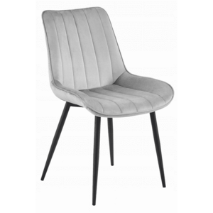 Világosszürke bársony szék SOSA fekete lábakkal kép
