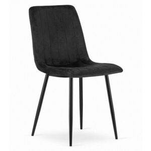 Fekete bársony szék LAVA fekete lábakkal kép