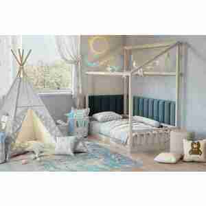 Kárpitozott falipanel QUADRATTA 20x50 cm, kék Szín: Kék kép