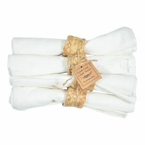 Szett 4 db szalvéta juta gyűrűvel DINNER 40x40 cm, krémszínű kép