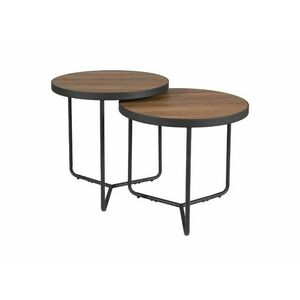 Kisasztalok PENELOPE 2 db-os szett Ø 50 cm, dió dekorációval kép