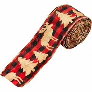 Karácsonyi szalag REINDEER 5 cm x 5 m, piros kép