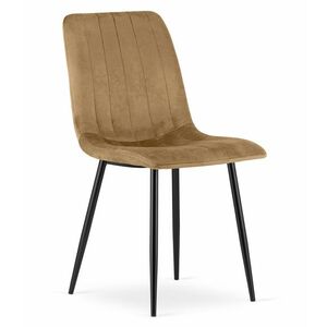 Barna bársony szék LAVA fekete lábakkal kép