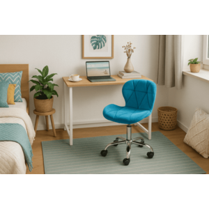 Dolgozószobai szett – összecsukható íróasztal ZARIMO 80×40 cm fehér + irodai szék AVOLA VELVET kék kép