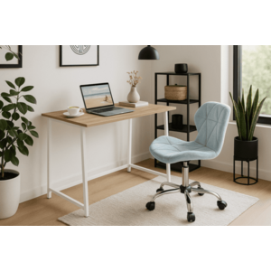 Dolgozószobai szett – összecsukható íróasztal ZARIMO 80×40 cm fehér + irodai szék AVOLA VELVET világoskék kép