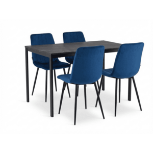 Étkező szett 1 + 4, fekete RAMOD asztal 100x60 cm + kék LAVA szék fekete lábakkal kép