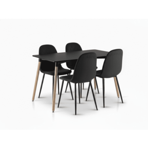 Étkező szett 1 + 4, fekete ADRIA asztal 120x80 cm + fekete ASTI bársonyszék fekete lábakkal kép