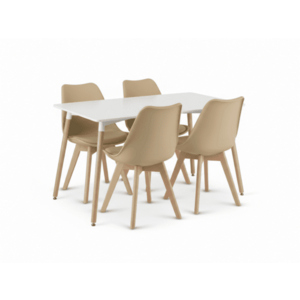 Étkezőgarnitúra 1 + 4, fehér ADRIA asztal 120x80 cm + bézs BALI MARK szék bükk lábakkal kép
