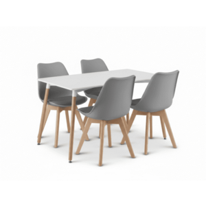 Étkező szett 1 + 4, fehér ADRIA asztal 120x80 cm + világosszürke BALI MARK szék bükkfa lábakkal kép