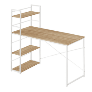 MAX 4.0 SONOMA íróasztal polccal és fehér lábakkal 120x44 cm kép