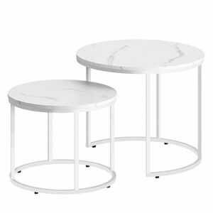MARLON dohányzóasztal szett 2 db, fehér márvány dekorációval kép