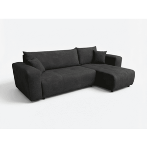 Fekete kihúzható sarokkanapé SORELA, kétoldalas + 2 párna AJÁNDÉK kép