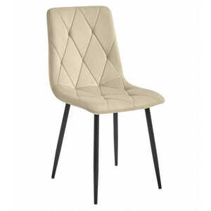 Világos bézs bársony étkezőszék LIBRA fekete lábakkal kép