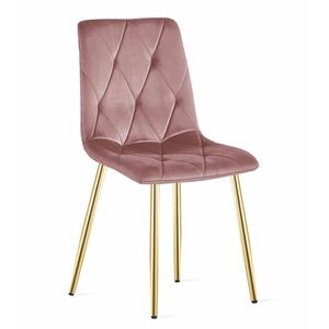 Rózsaszín bársony étkezőszék LIBRA arany lábakkal kép