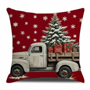Karácsonyi párnahuzat TRUCKMAS 45x45 cm, piros kép
