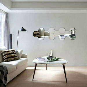 Fali tükör matrica szett 12 db-os 20x17 cm Hexagonal – Ambiance kép