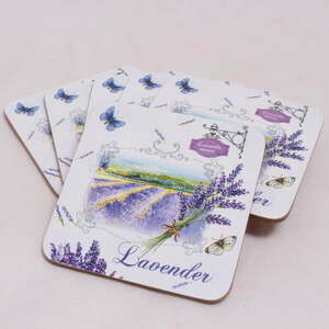 Fehér-lila parafa poháralátét szett 6 db-os – Dakls kép