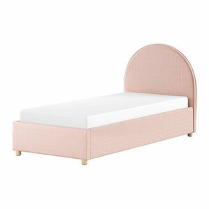 Rózsaszín kárpitozott ágyneműtartós egyszemélyes ágy ágyráccsal 90x200 cm Moon – Vipack kép