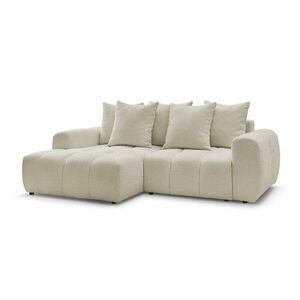 Bézs buklé kinyitható-tárolóhelyes sarokkanapé (bal oldali-heverő résszel) Roxelane – Bobochic Paris kép