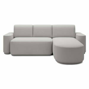 Világosszürke zsenília kinyitható-tárolóhelyes sarokkanapé (jobb oldali-heverő résszel) Aurumm – ELTAP kép