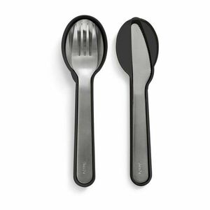 Fekete-ezüstszínű rozsdamentes acél utazó evőeszköz készlet 3 db-os To Go – Lékué kép
