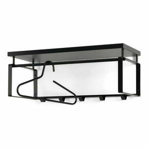 Fekete fém fali fogas polccal 70 cm Rex – Spinder Design kép
