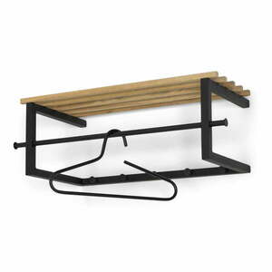 Fekete-natúr színű fém fali fogas polccal 76 cm Marco – Spinder Design kép