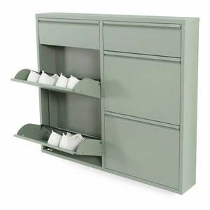 Szürkészöld fém billenő ajtós cipőtartó 98x86x15 cm Billy – Spinder Design kép