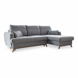 Világosszürke kinyitható-tárolóhelyes sarokkanapé (jobb oldali-heverő résszel) Scandic Lagom – Miuform kép