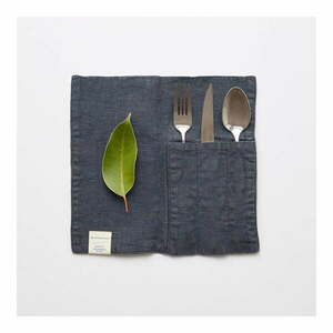 Len evőeszköztartó zseb 2 db-os 23x23 cm Dark Grey – Linen Tales kép