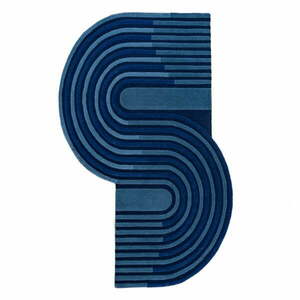 Sötétkék kézi szövésű gyapjú szőnyeg 120x180 cm Conway Retro – Flair Rugs kép