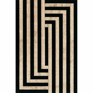 Fekete-bézs gyapjú szőnyeg 133x190 cm Agnus Art Deco II – Agnella kép