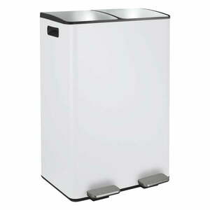 Matt fehér acél szelektív pedálos szemetes 2x30 l Aliya – Spirella kép