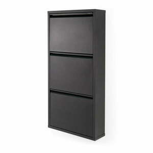 Fekete fém billenő ajtós cipőtartó 50x103x15 cm Billy – Spinder Design kép