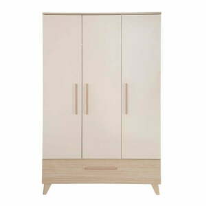 Krémszínű-natúr színű gyerek ruhásszekrény tölgyfa dekorral 118x190x52 cm Sidney – Roba kép
