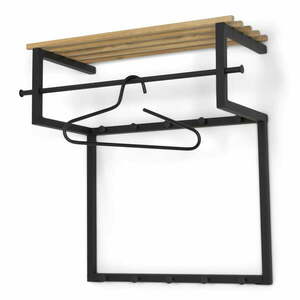 Fekete-natúr színű fém fali fogas polccal 76 cm Rizzoli – Spinder Design kép