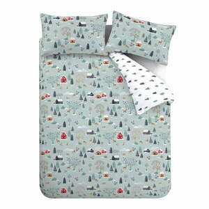 Szürkéskék kétszemélyes-hosszabbított flanel ágyneműhuzat 230x220 cm Winter Scene – Bianca kép