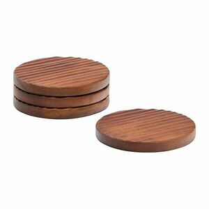 Sötét natúr színű fa poháralátét szett 4 db-os Rommu – Kave Home kép