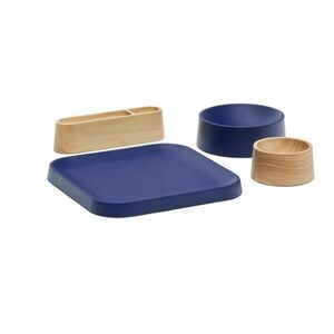 Sötétkék-natúr színű fa szervírozó tálka szett 4 db-os Bletz – Kave Home kép