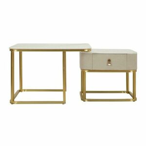 Krémszínű-aranyszínű dohányzóasztal szett 2 db-os márvány dekorral 50x70 cm Beauty – Mauro Ferretti kép