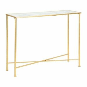 Fehér-aranyszínű konzolasztal üveg asztallappal 35x100 cm Butterflies – Mauro Ferretti kép