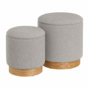 Világosszürke buklé puff szett 2 db-os – Casa Selección kép