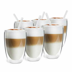 Üveg duplafalú bögre szett lattéhoz 6 db-os 350 ml – Vialli Design kép
