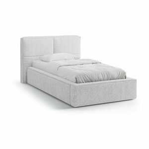 Világosszürke kárpitozott ágyneműtartós egyszemélyes ágy ágyráccsal 90x200 cm Darren – Micadoni kép