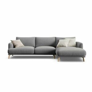 Szürke bársony sarokkanapé (jobb oldali-heverő résszel) Naomi – Micadoni kép