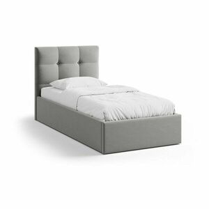 Szürke kárpitozott ágyneműtartós egyszemélyes ágy ágyráccsal 90x200 cm Phaedra – Micadoni kép